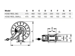 Hosereel 8 x 3/4" with hose SMALL