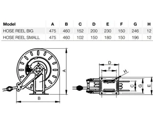 Hosereel 8 x 3/4" with hose SMALL